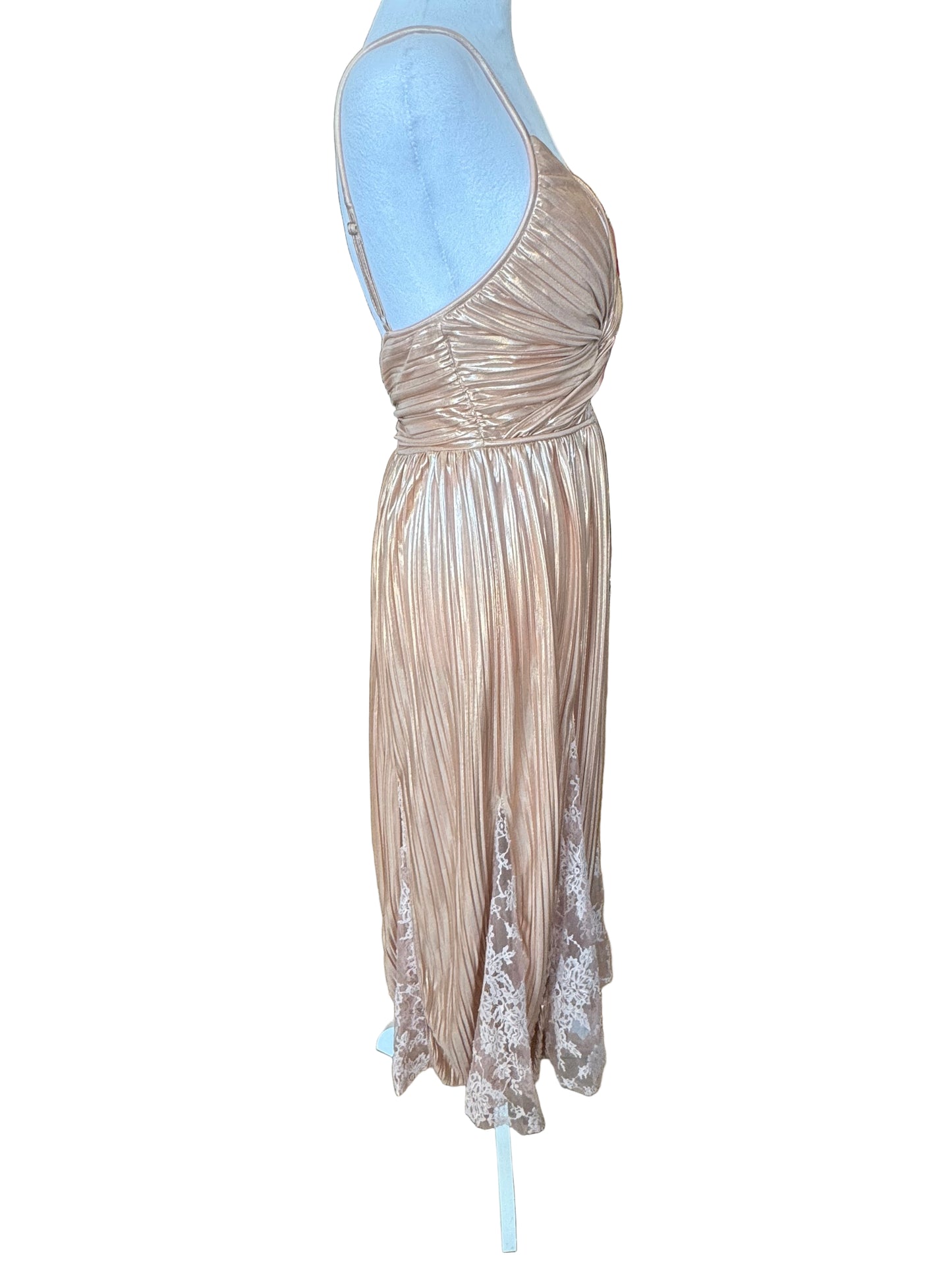 Sabina Musayev Metallic Pleated Dress
