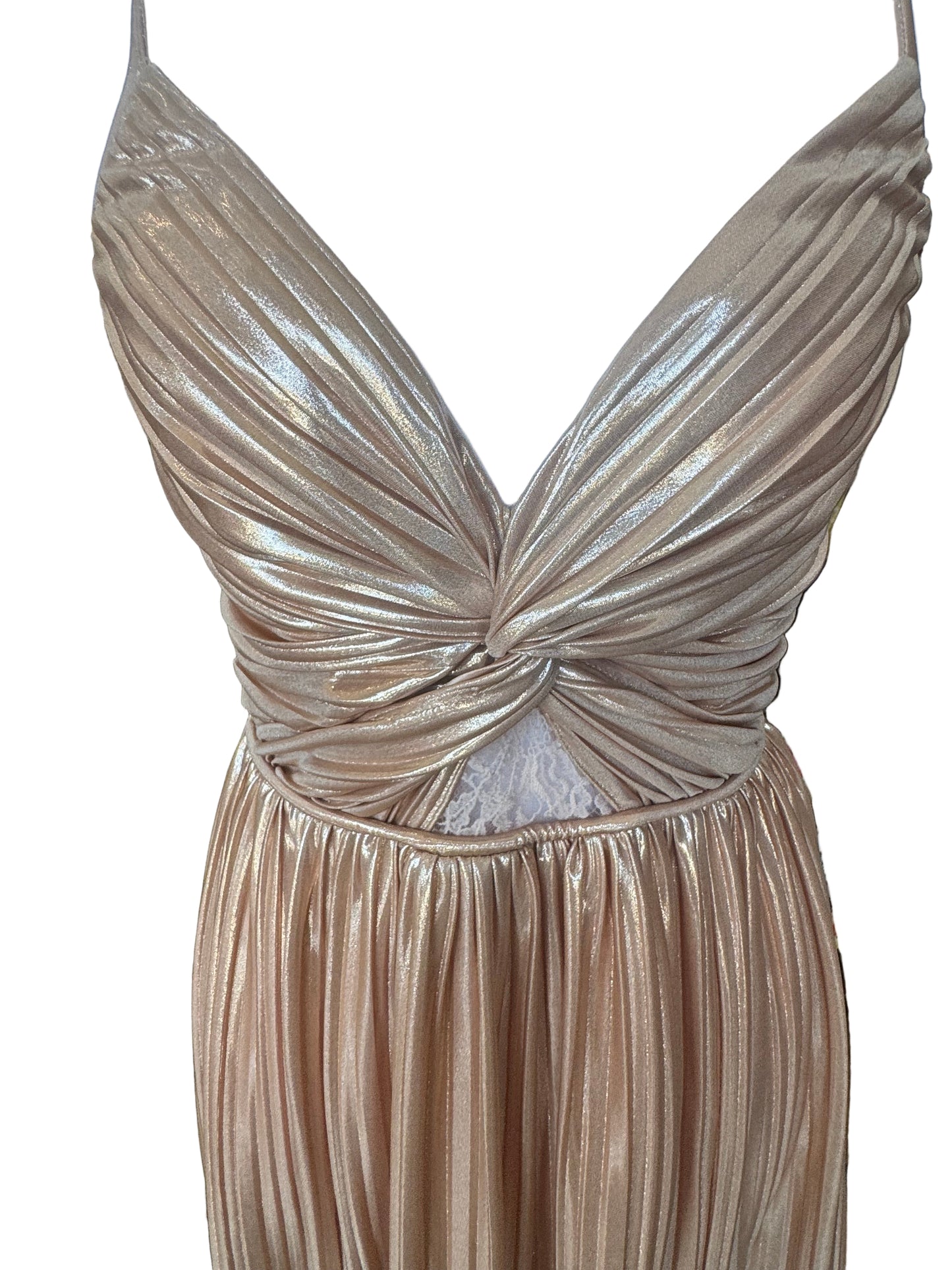 Sabina Musayev Metallic Pleated Dress