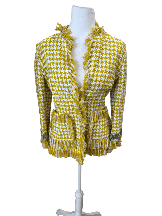 Dolce & Gabbana Crystal-Embellished Houndstooth Jacket- Size 42 $425-Blazer-Gazelle Fashion and Style