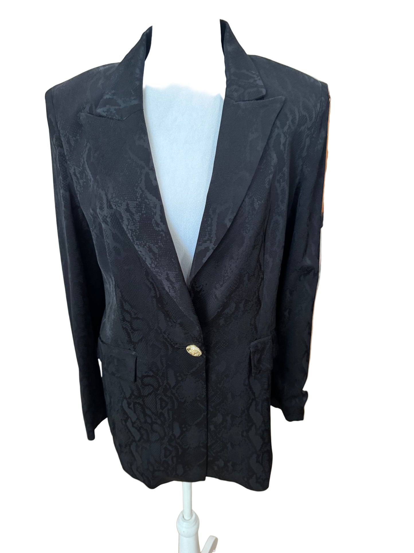 Babylon V Les Femmes Black Jacquard Blazer $189-Blazer-Gazelle Fashion and Style