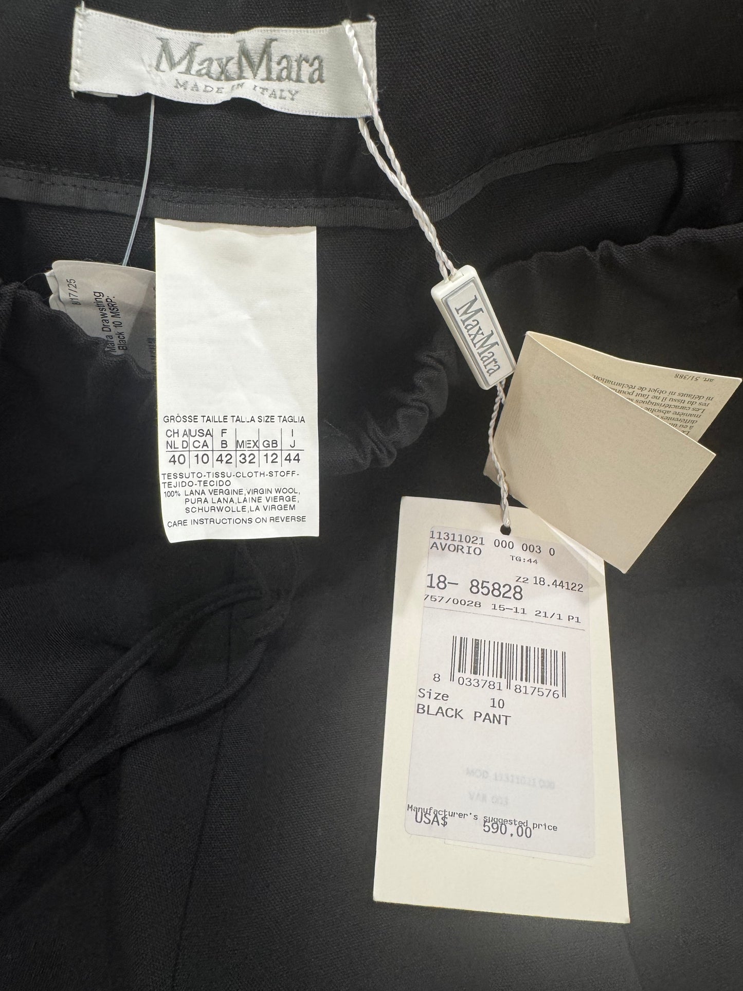 MaxMara Black Wide-Leg pants- Size 44, US 10 $249-Pants-Gazelle Fashion and Style