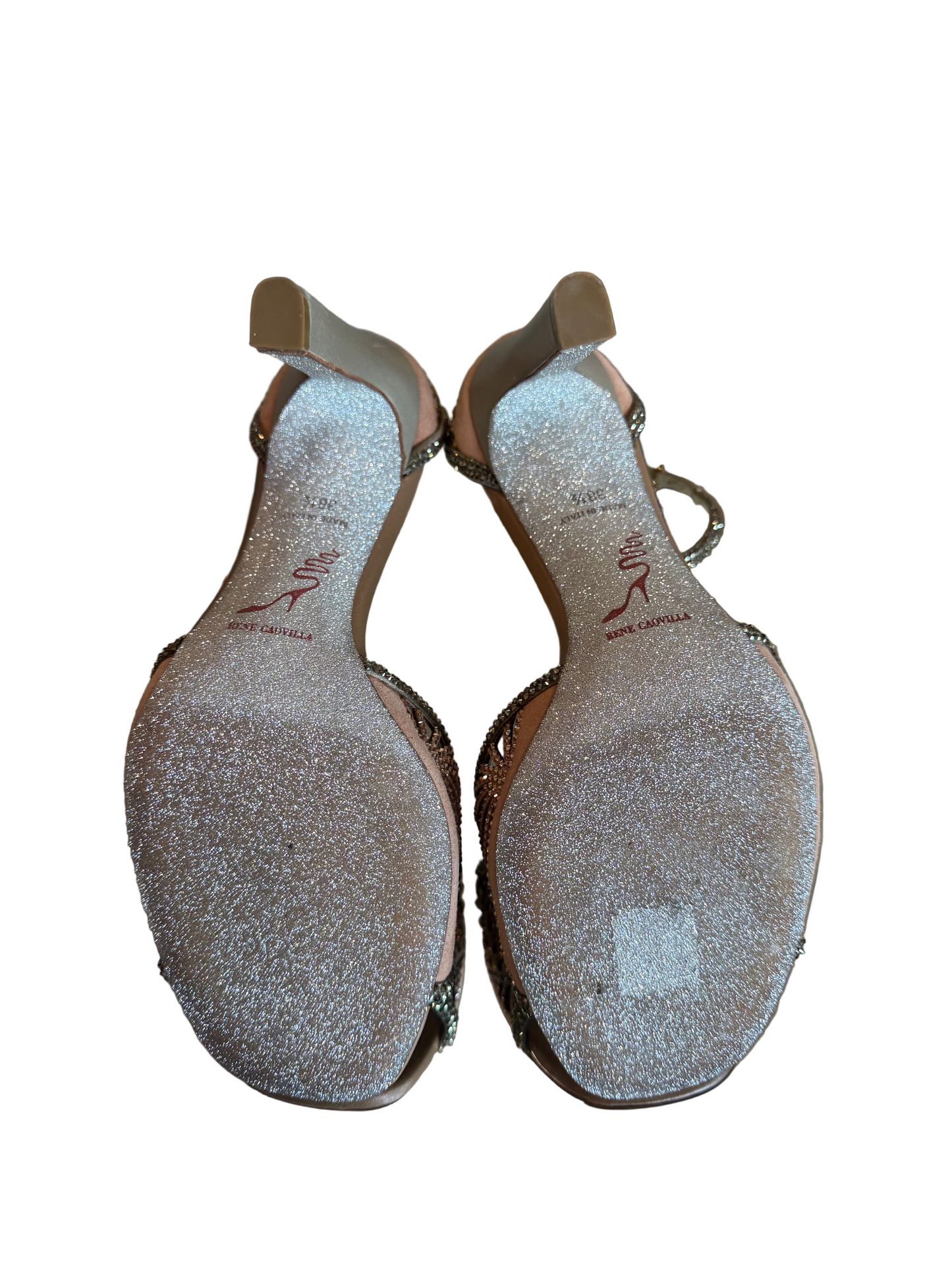 Rene Caovilla Venezia Embellished Stiletto Studded Sandal Heels- Size 38.5, US 8.5 $585-Shoes-Gazelle Fashion and Style