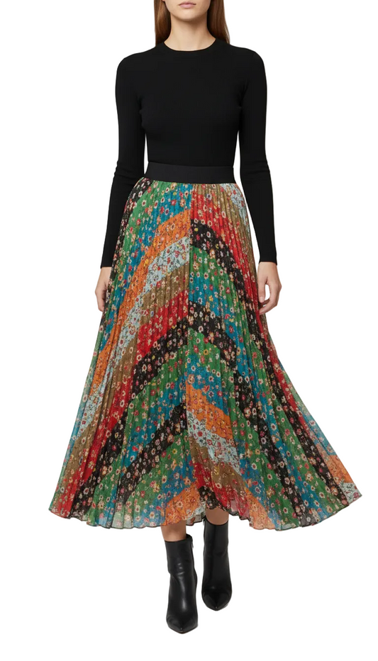 Alice + Olivia Floral Print Long Skirt $78-Skirt-Gazelle Fashion and Style