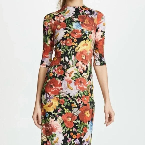 Alice + Olivia Delora Floral Print Dress-Dresses-Gazelle Fashion and Style