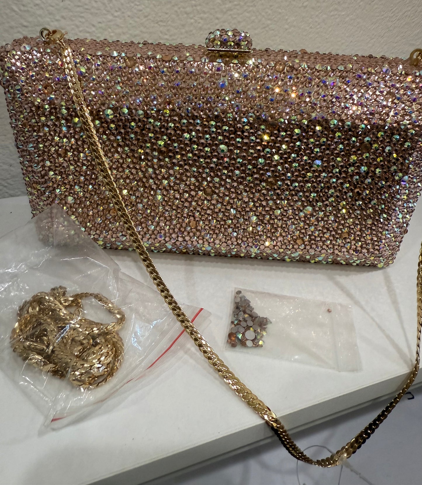 Christal Couture Pink Clutch $149-Bags-Gazelle Fashion and Style