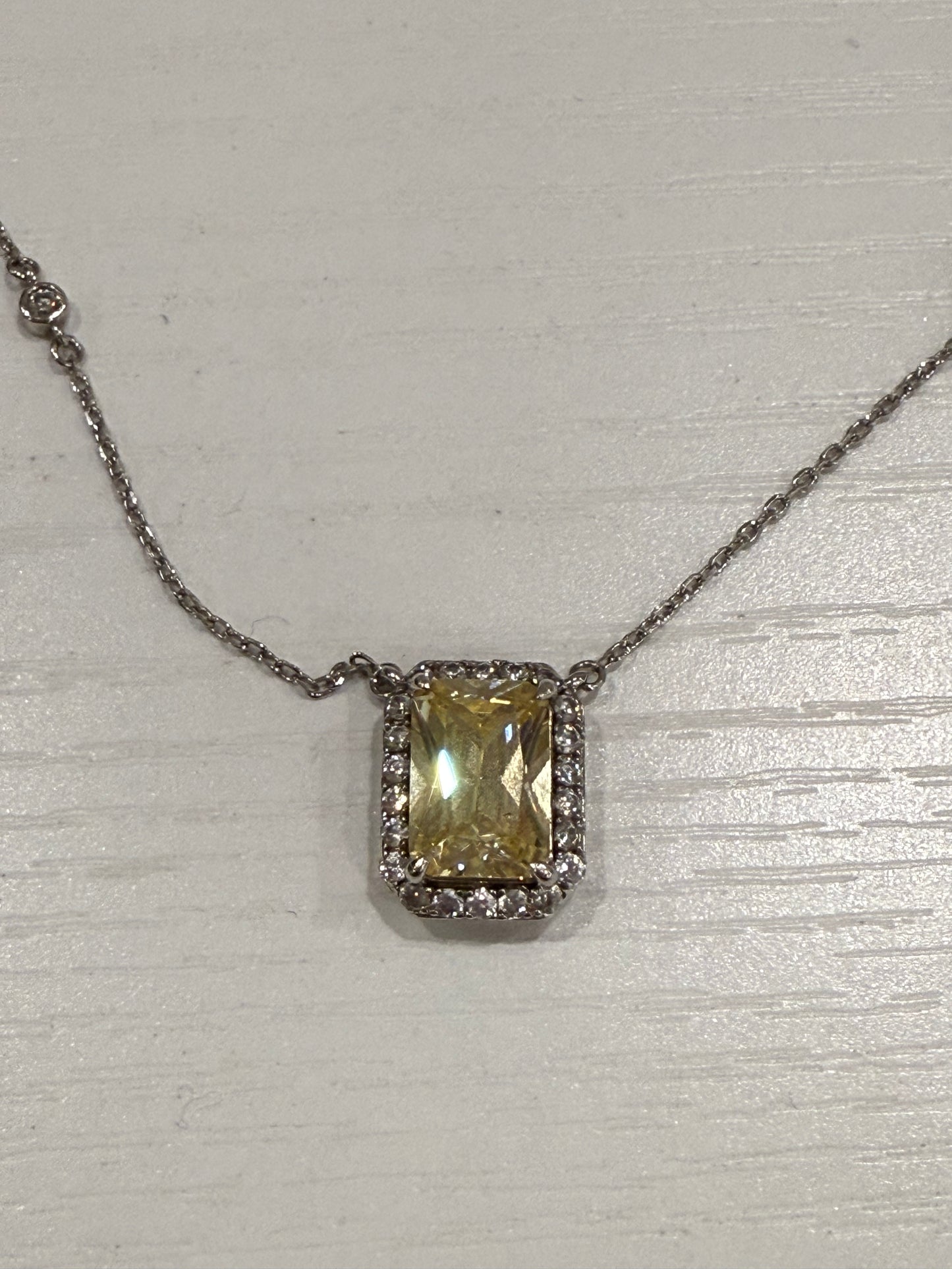 White Gold with Yellow Zirconia Pendant Necklace-Jewelry-Gazelle Fashion and Style