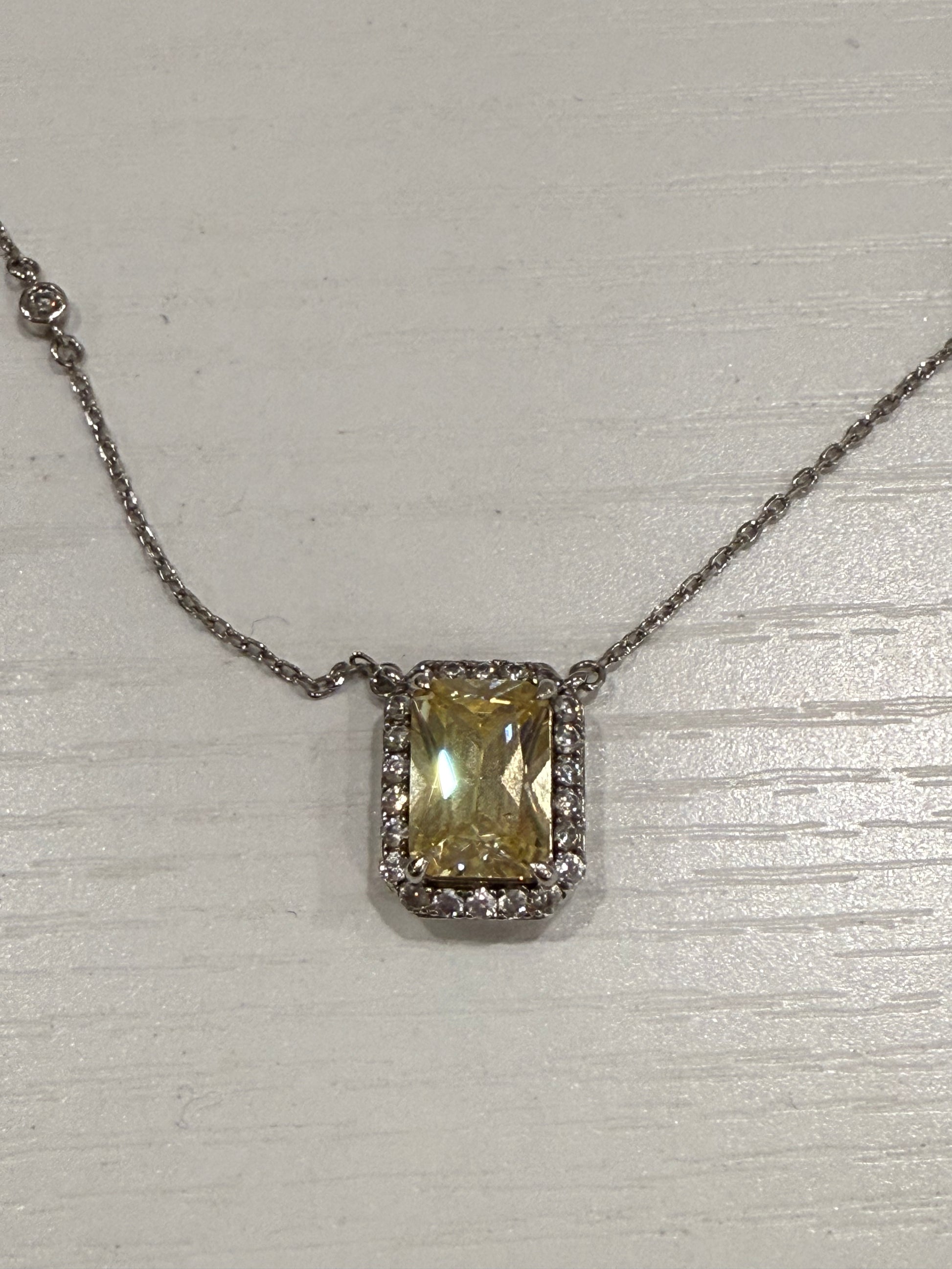 White Gold with Yellow Zirconia Pendant Necklace-Jewelry-Gazelle Fashion and Style