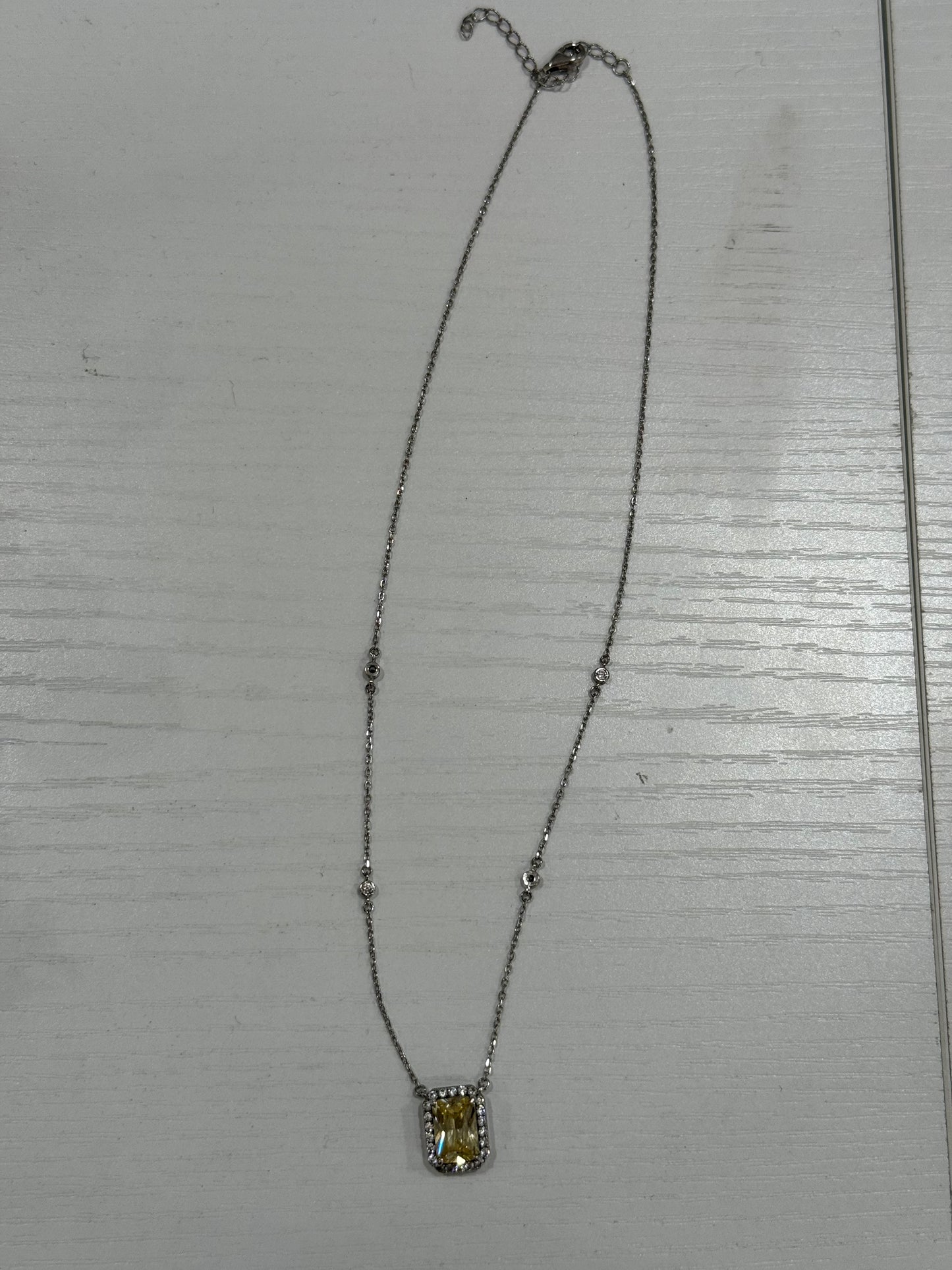 White Gold with Yellow Zirconia Pendant Necklace-Jewelry-Gazelle Fashion and Style