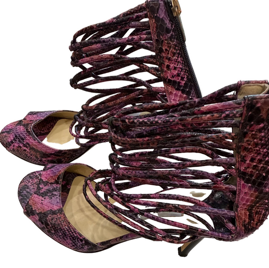 Jimmy Choo Strappy Python Heel- Size 38.5, US 8 $115-Shoes-Gazelle Fashion and Style