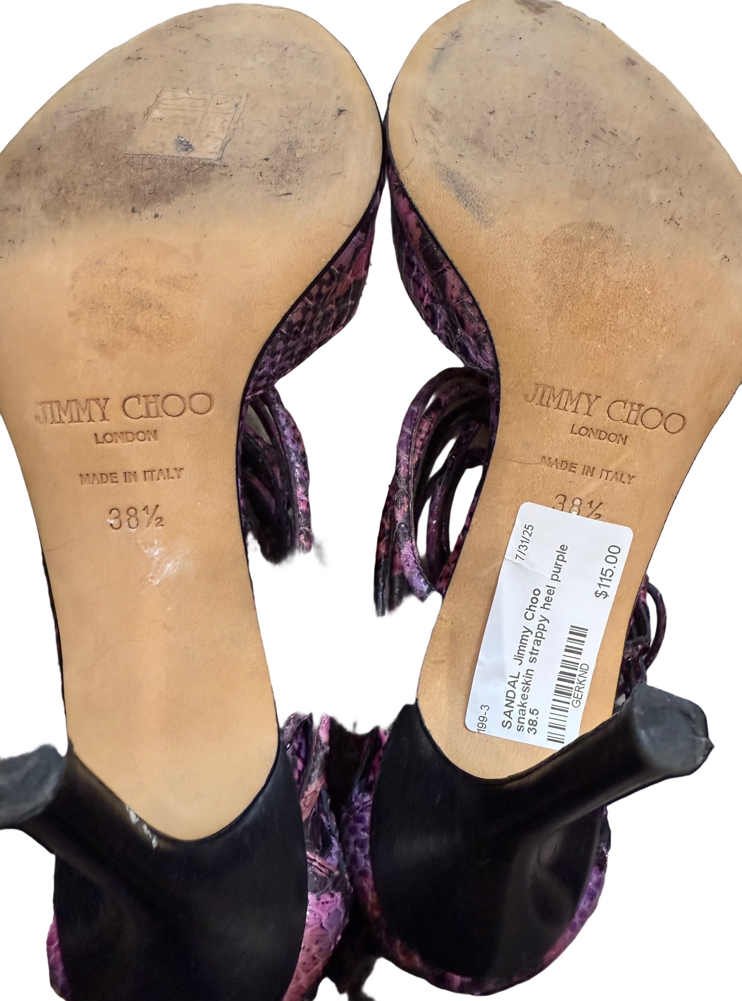 Jimmy Choo Strappy Python Heel- Size 38.5, US 8 $115-Shoes-Gazelle Fashion and Style