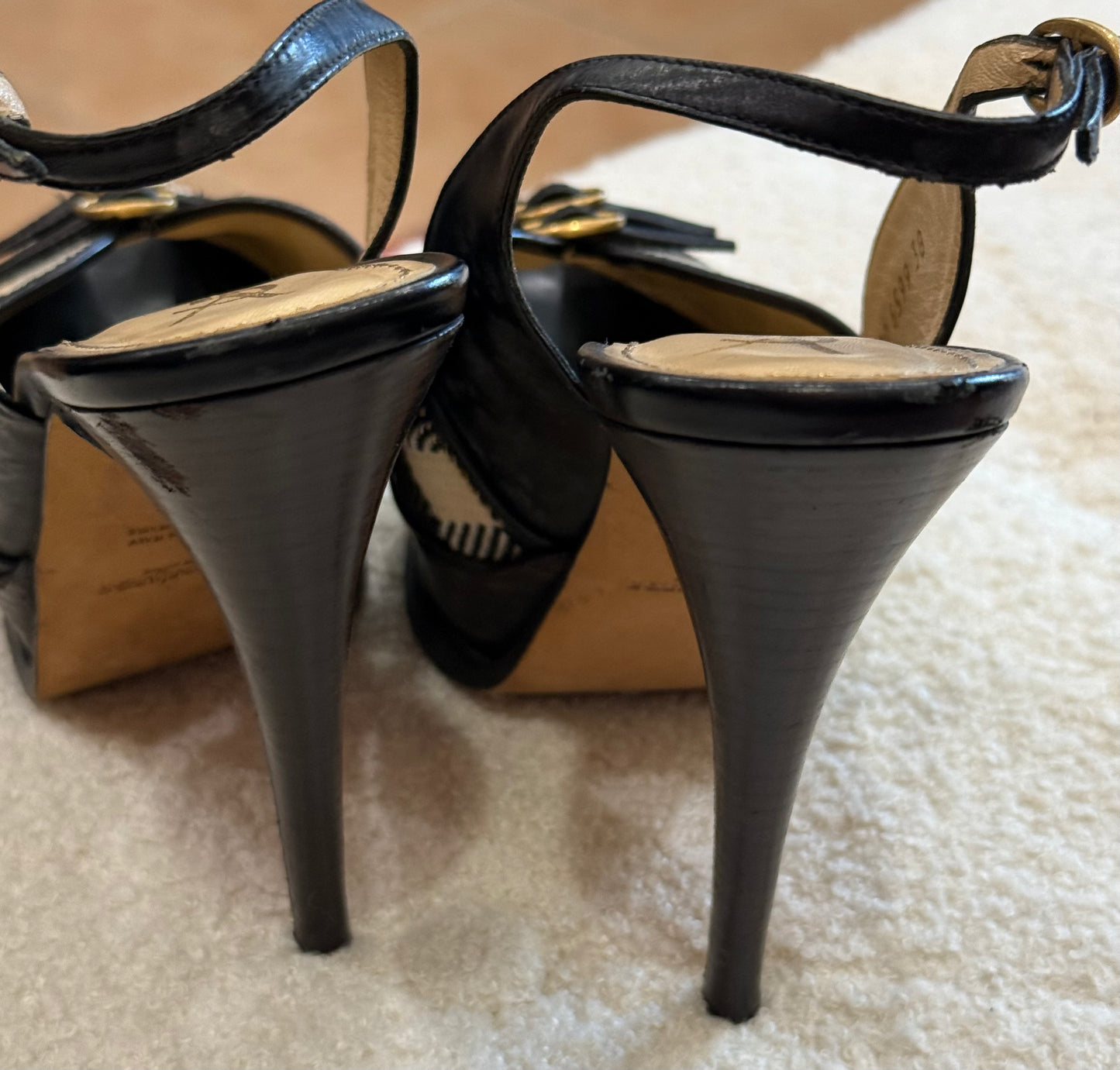 YSL Rive Gauche Plaid Leather Slingback Heel -Size 38. US 7 $285-Shoes-Gazelle Fashion and Style