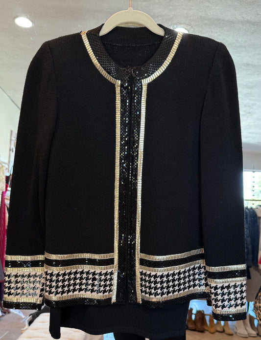 St. John Knit Evening Collection Zip-Up Cardigan & Skirt - Size: 2 Fits size 4 $250-Sets-Gazelle Fashion and Style
