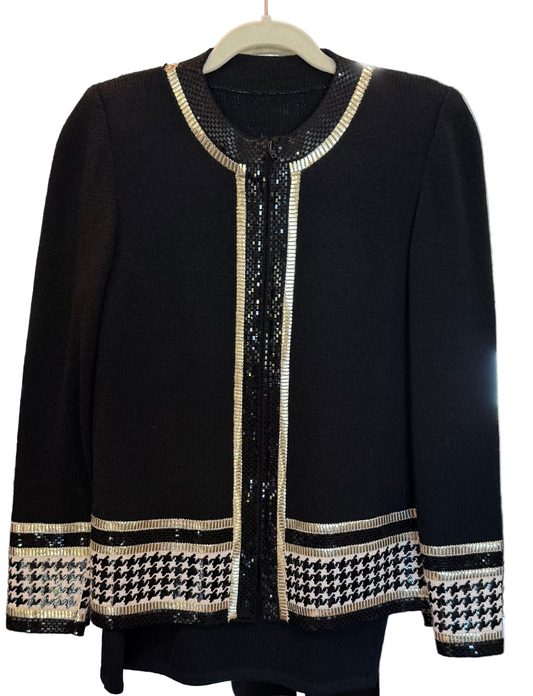 St. John Knit Evening Collection Zip-Up Cardigan & Skirt - Size: 2 Fits size 4 $250-Sets-Gazelle Fashion and Style