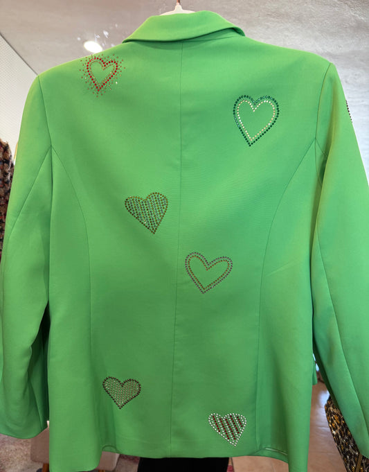 Azi Green Heart Studded Blazer- Size: S-Jacket-Gazelle Fashion and Style