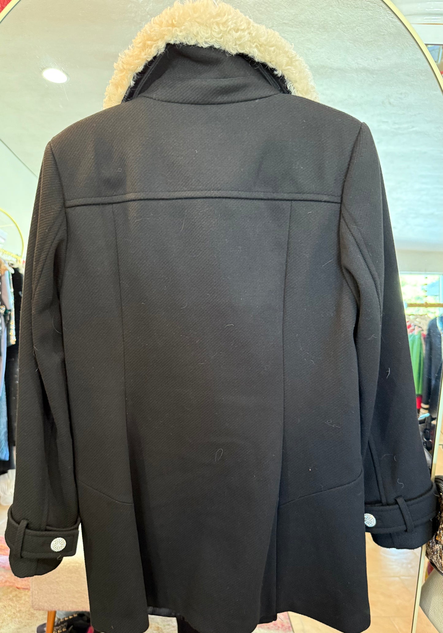 Karl Lagerfeld Paris Faux Fur-Collar Jacket- Size: 6-Jacket-Gazelle Fashion and Style