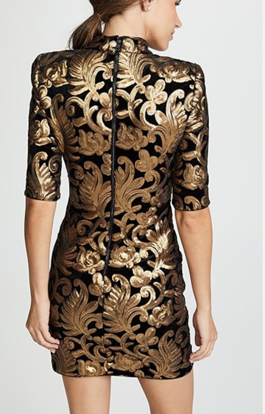 Alice + Olivia Inka Mock Neck Dress- Size 2-Dresses-Gazelle Fashion and Style