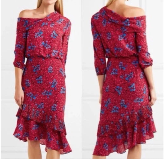 Saloni Lexie Silk Midi Dress- Size: UK 12, US 6/8-Dresses-Gazelle Fashion and Style