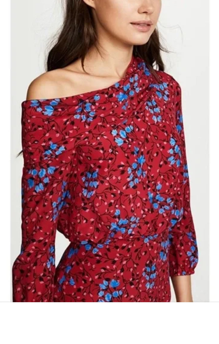 Saloni Lexie Silk Midi Dress- Size: UK 12, US 6/8-Dresses-Gazelle Fashion and Style