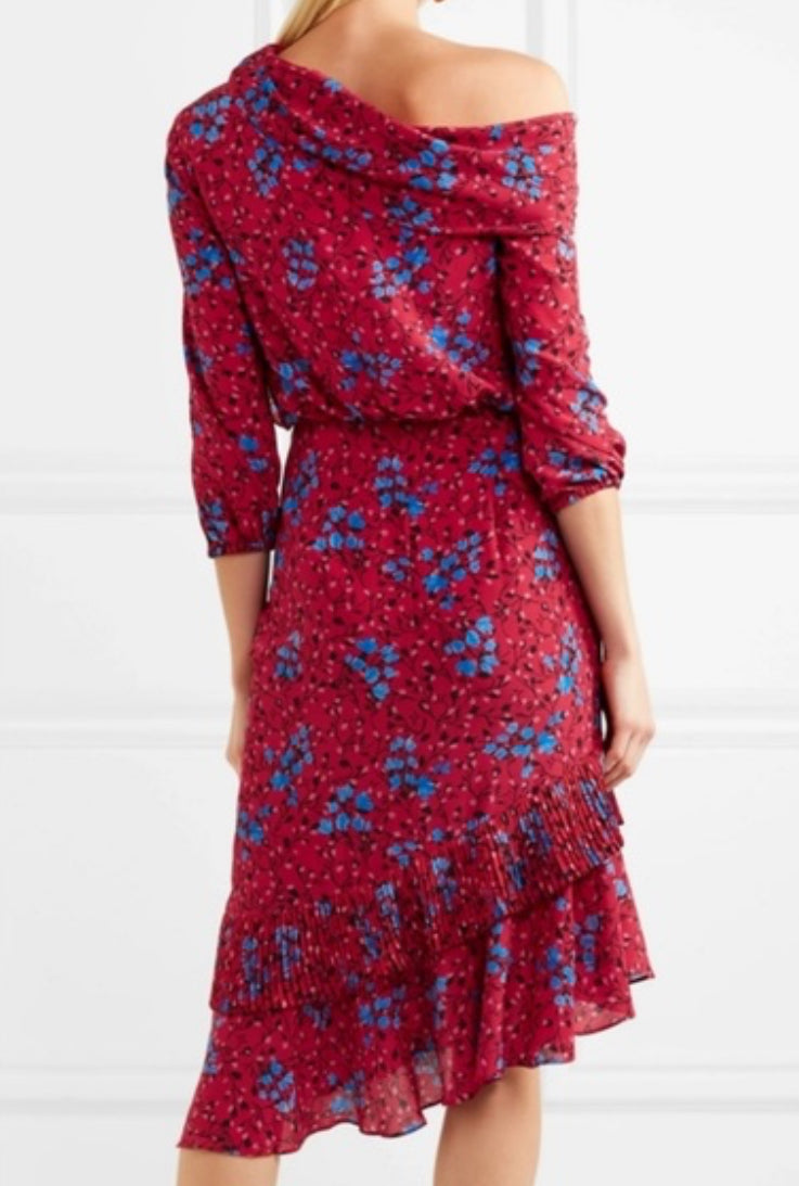 Saloni Lexie Silk Midi Dress- Size: UK 12, US 6/8-Dresses-Gazelle Fashion and Style