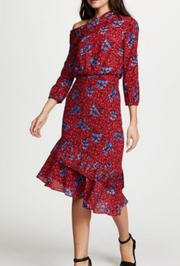 Saloni Lexie Silk Midi Dress- Size: UK 12, US 6/8-Dresses-Gazelle Fashion and Style