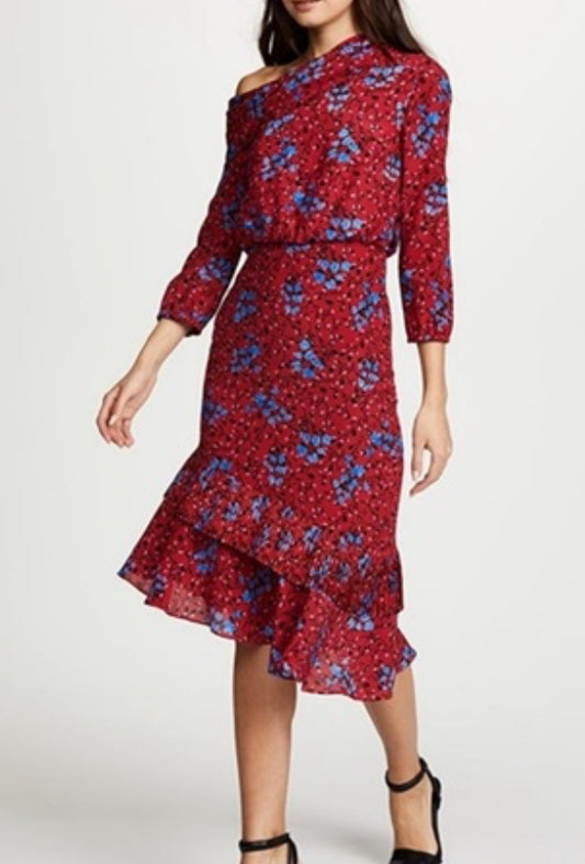Saloni Lexie Silk Midi Dress- Size: UK 12, US 6/8-Dresses-Gazelle Fashion and Style