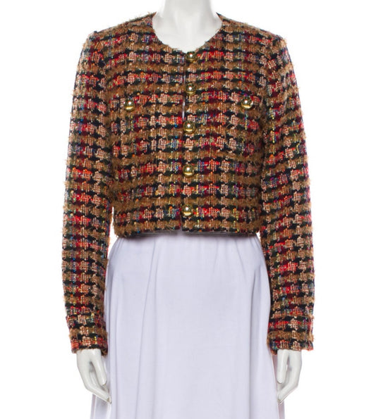 Ronny Kobo Janice Tweed Pattern Jacket- Size: M-Jacket-Gazelle Fashion and Style