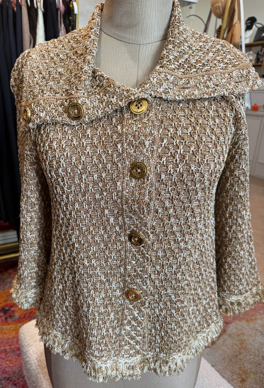 St. John Metallic Tweed Knit Jacket- Size: P $220-Jacket-Gazelle Fashion and Style