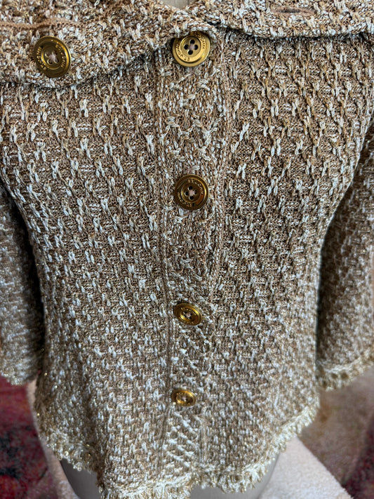 St. John Metallic Tweed Knit Jacket- Size: P $220-Jacket-Gazelle Fashion and Style