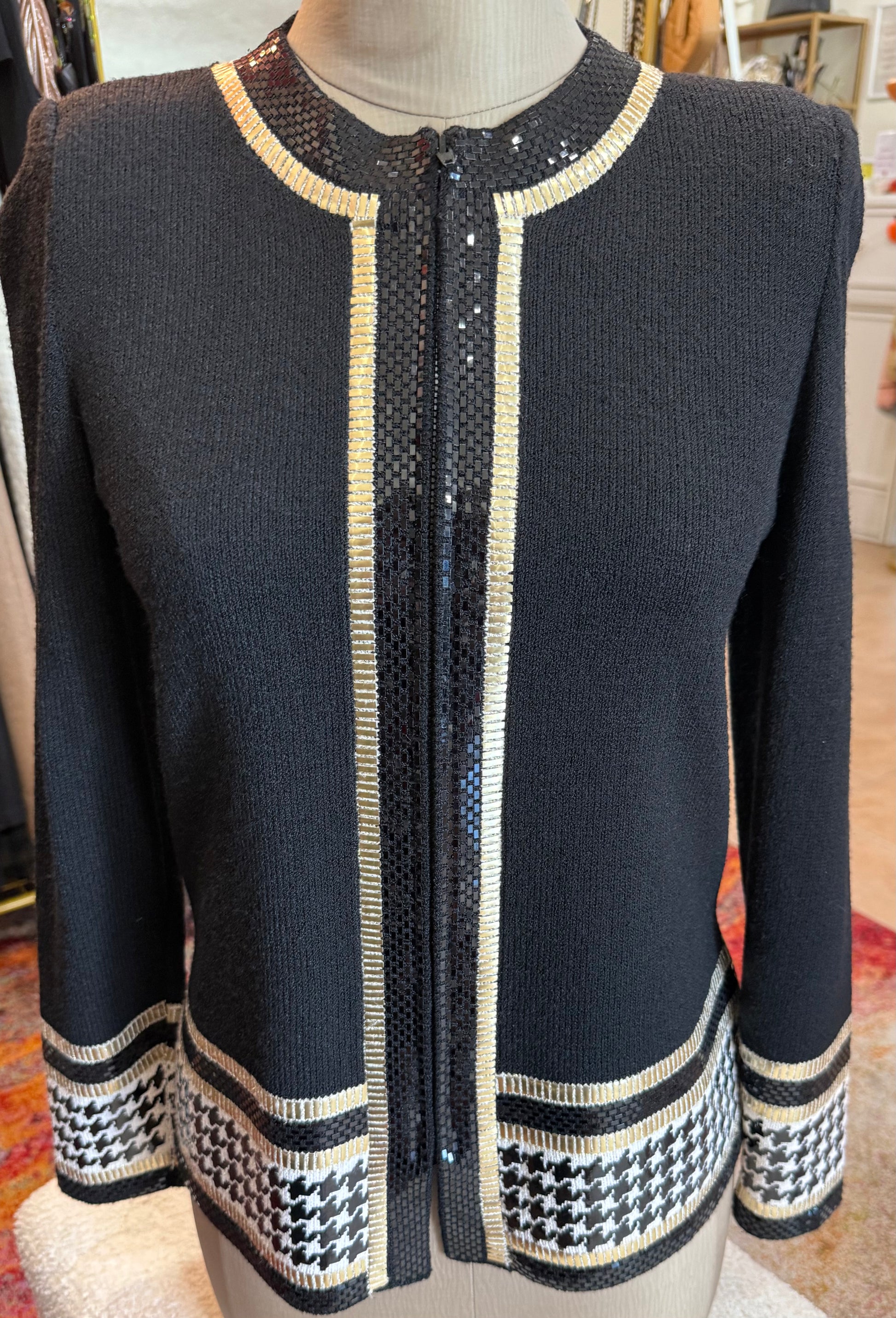 St. John Knit Evening Collection Zip-Up Cardigan & Skirt - Size: 2 Fits size 4 $250-Sets-Gazelle Fashion and Style
