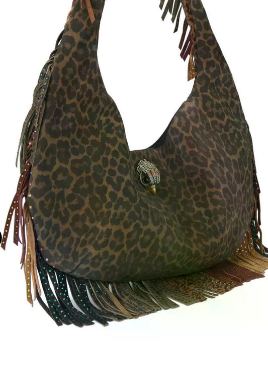 Kurt Geiger Leopard Print Fringe Tote- $415-Accessories-Gazelle Fashion and Style