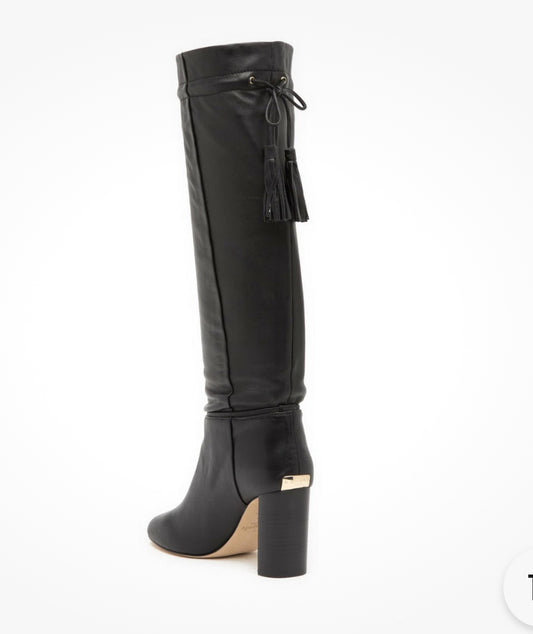 Kate Spade New York Hazel Black Leather Self-Tie Boot- Size 8 $148.00-Shoes-Gazelle Fashion and Style
