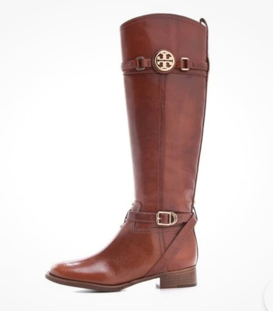 Tory Burch Cognac Calista Riding Boot- Size 5, $145-Shoes-Gazelle Fashion and Style