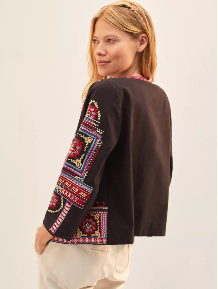 Anthropologie Abstract Embroidered Jacket-JACKETS-Gazelle Fashion and Style