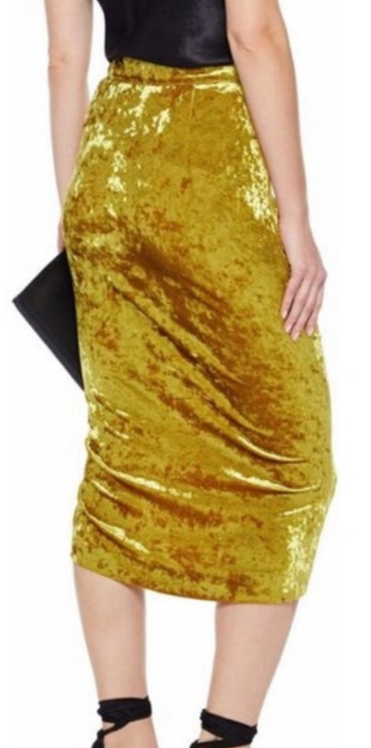 Rebecca Minkoff Romy Ruched Velvet Midi Skirt- Size: 00-Skirt-Gazelle Fashion and Style