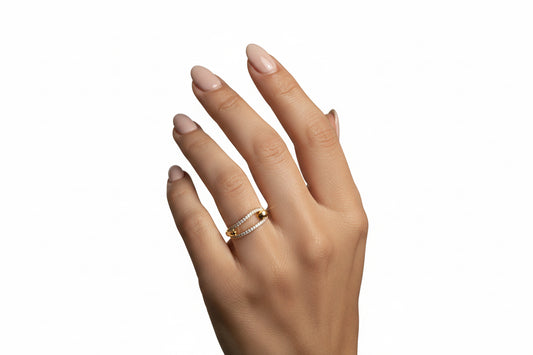 UNO Gold Ring with Rhinestones-JEWELRY-gold-Great-Gazelle Fashion and Style