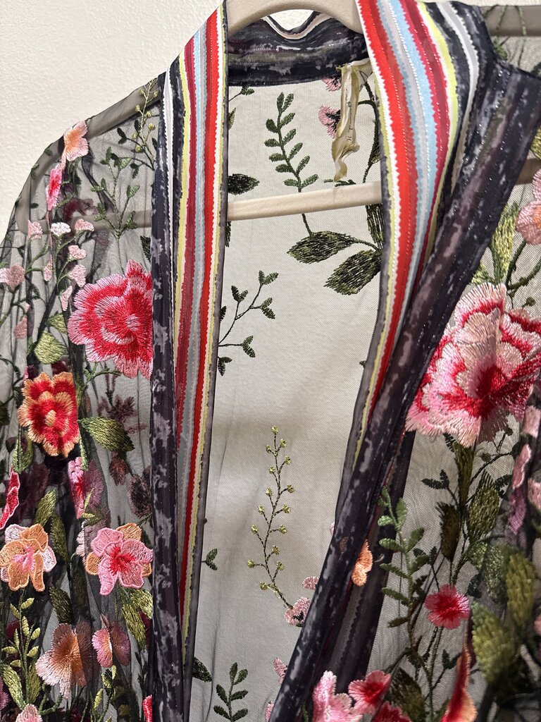 Embroidered Sheer Kimono