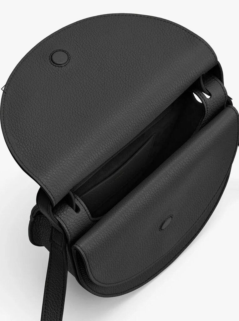 Black Leather Saddle Bag-HANDBAGS-Gazelle Fashion and Style