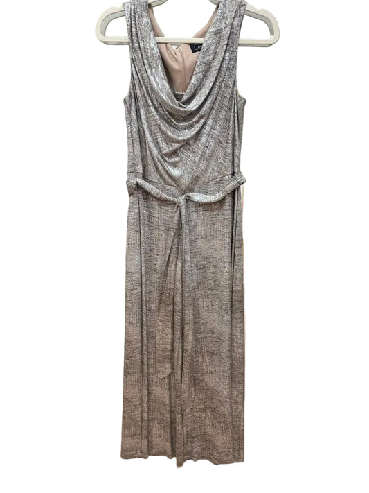 Connected Apparel Drape Neck Jumpsuit-JUMPSUIT-Medium-Silver-Used-Gazelle Fashion and Style