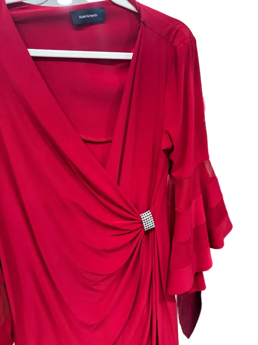 R&M Richards Red Dress with Flared Sleeves-DRESS-Gazelle Fashion and Style