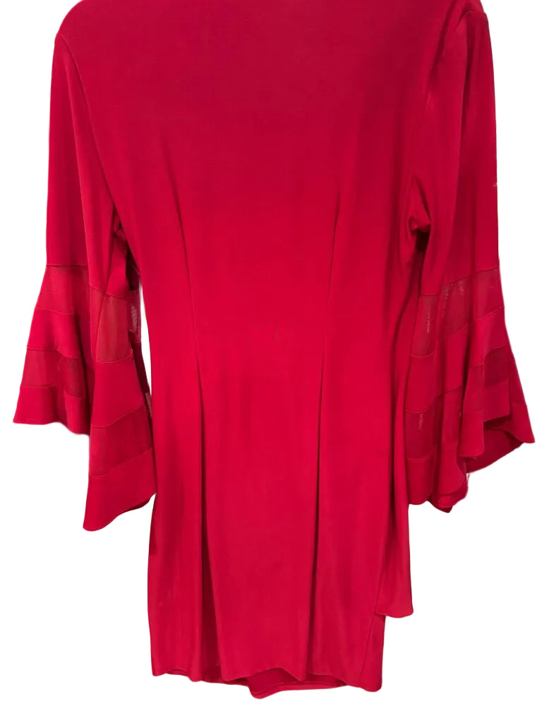 R&M Richards Red Dress with Flared Sleeves-DRESS-Gazelle Fashion and Style