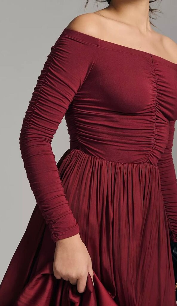 Anthropologie Off-the-Shoulder Ruched Bubble Dress-DRESS-Gazelle Fashion and Style