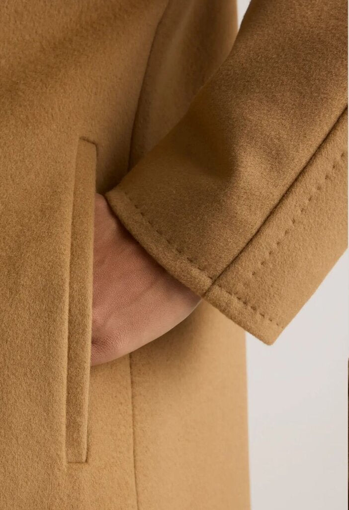Quince Brown Double Breasted Wool Coat-JACKETS-Gazelle Fashion and Style