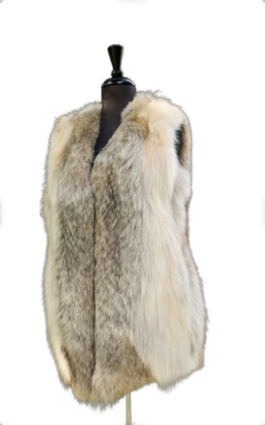 Sassy Fox Real Wolf Fur Vest-VEST-L-multi-Used-Gazelle Fashion and Style