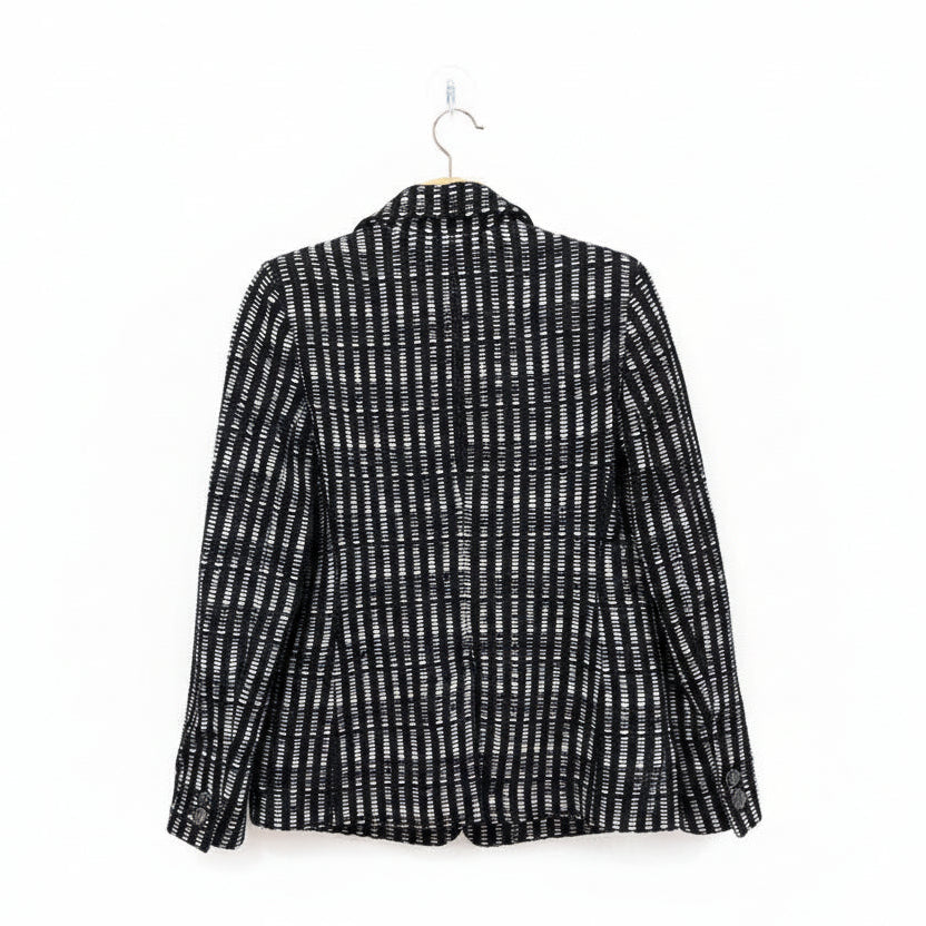 St. John Black and White Striped Blazer-BLAZER-Gazelle Fashion and Style