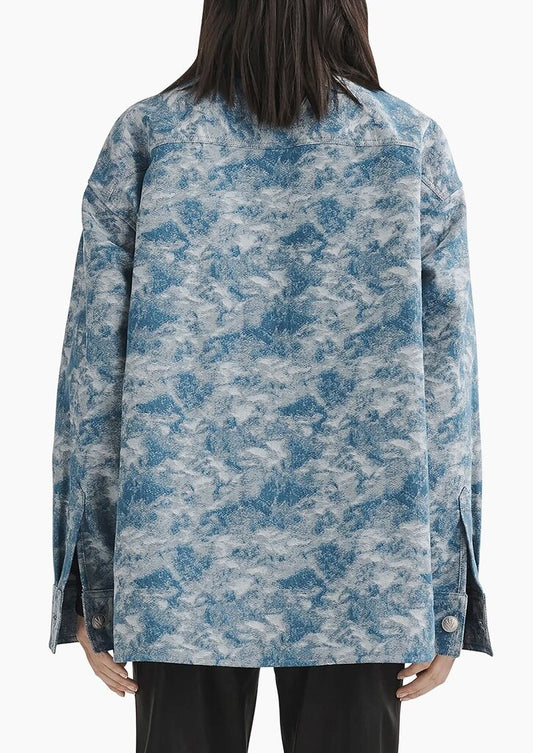 Rag & Bone Blue Denim Jacquard Oversized Shirt-TOPS-Gazelle Fashion and Style