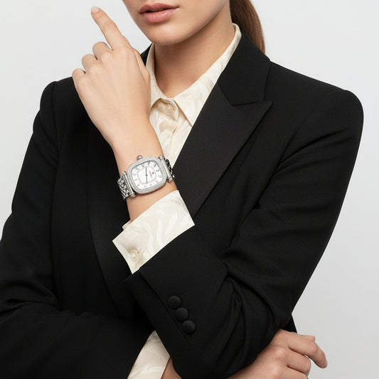 Michele Women's Caber Isle Quartz Watch with Diamond Accents-WATCH-silver-Excellent-Gazelle Fashion and Style