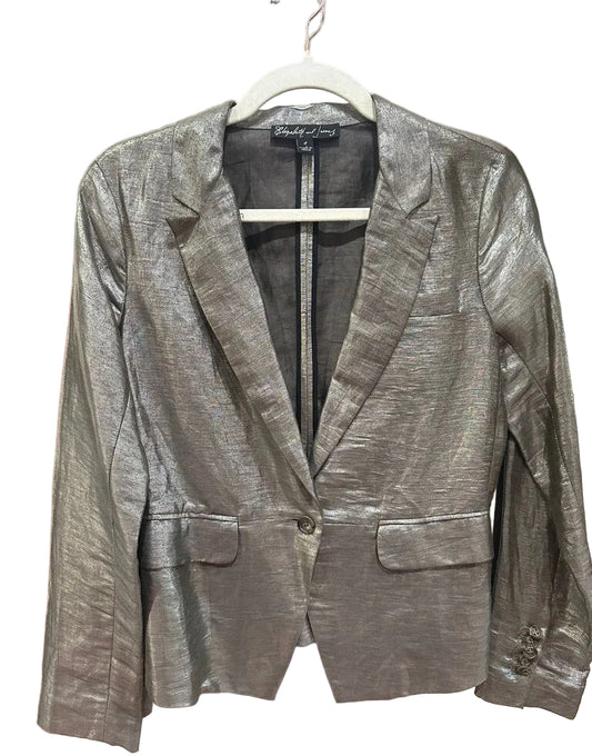 Elizabeth and James Metallic Blazer-JACKETS-4-silver-Used-Gazelle Fashion and Style