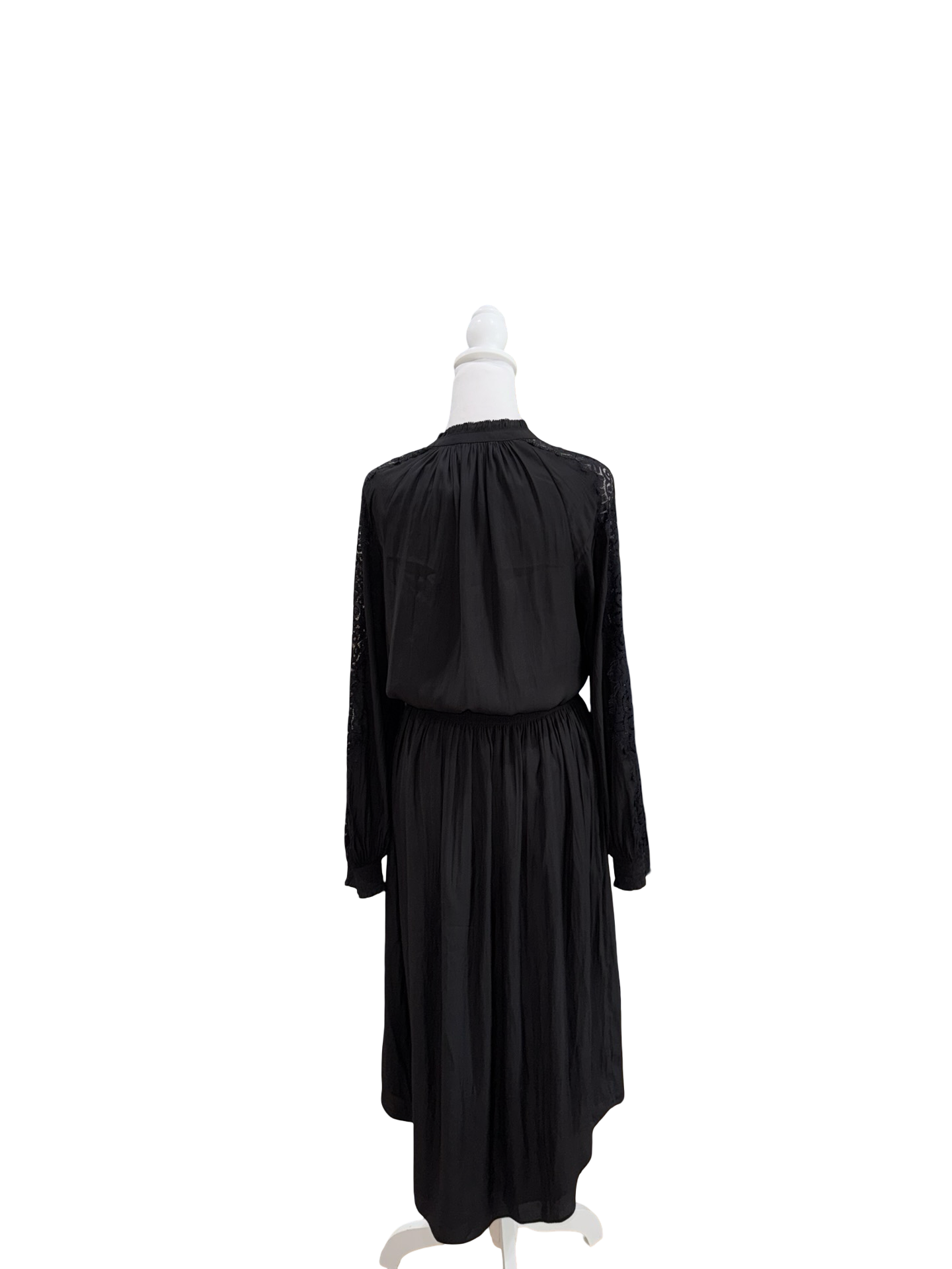Ramy Brooke Lace Trim Sleeves Black Dress- Gazelle Fashion and Style 