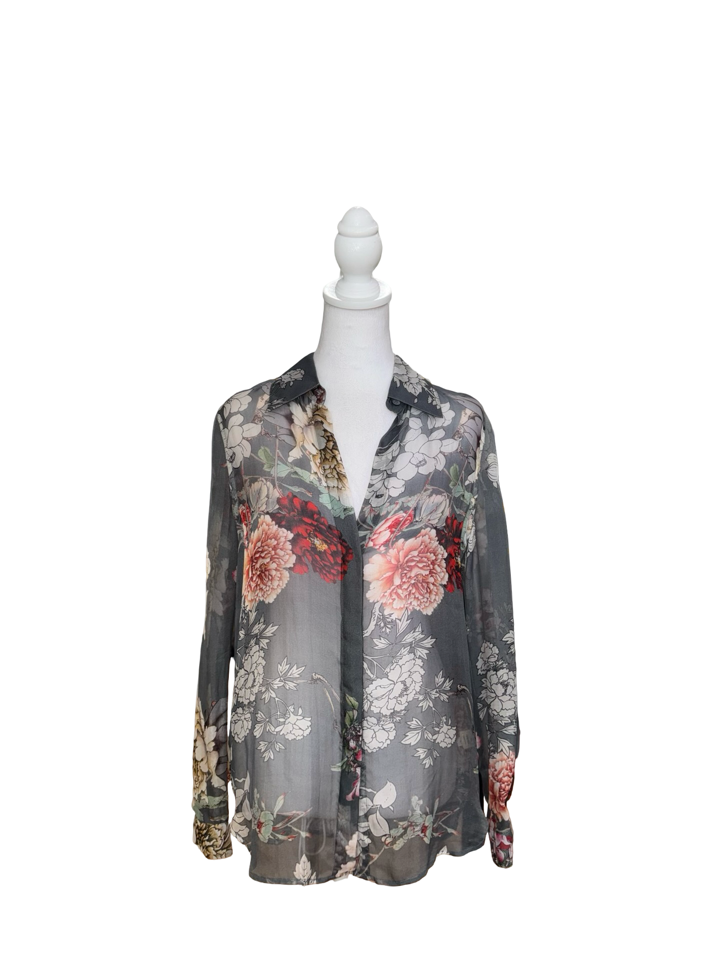 L'AGENCE Silk Floral Sheer Blouse- Gazelle Fashion and Style 