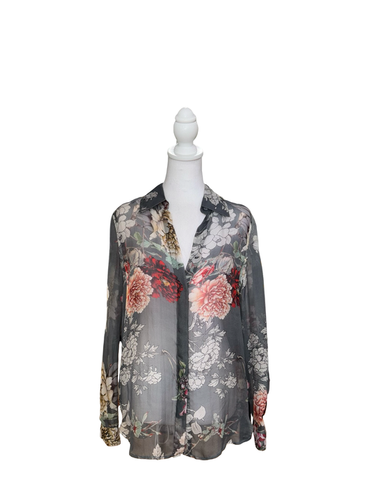L'AGENCE Silk Floral Sheer Blouse-TOPS-2-Multi-Excellent-Gazelle Fashion and Style
